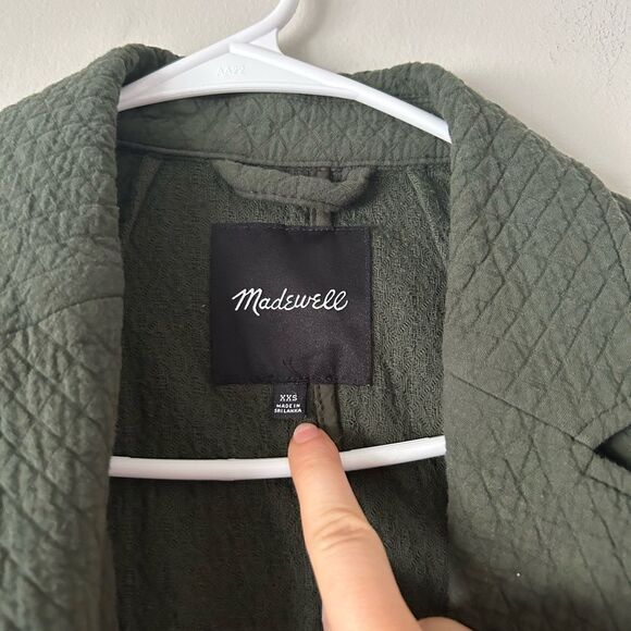 Madewell Green Diamond Jacquard Shaw Blazer Jacket Size XXS Preppy Chic Winter - Picture 7 of 11